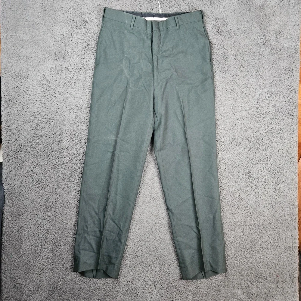 Tennessee Mens Army Green AG-489 Wool Blend Dress Trousers 33R 90s